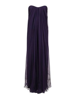 Alexander McQueen Strapless Deep Purple Chiffon Gown